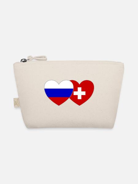 Russland Schweiz Flagge Herz - Bio-Täschchen - Natur