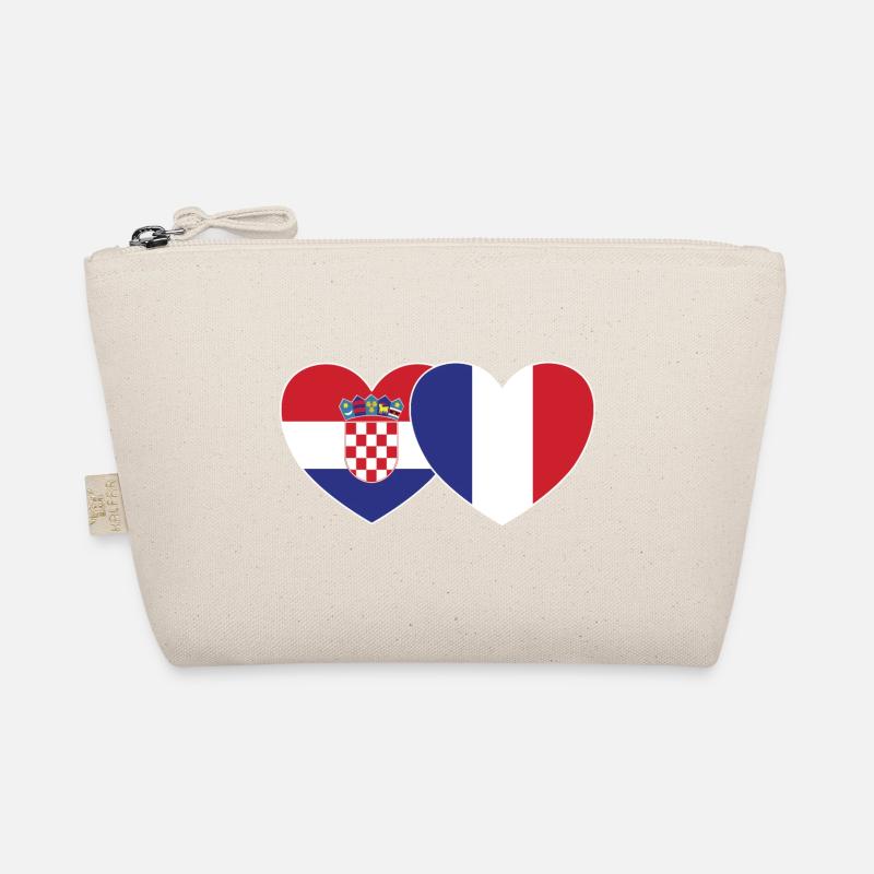 Kroatien Frankreich Flagge Herz - Bio-Täschchen - Natur