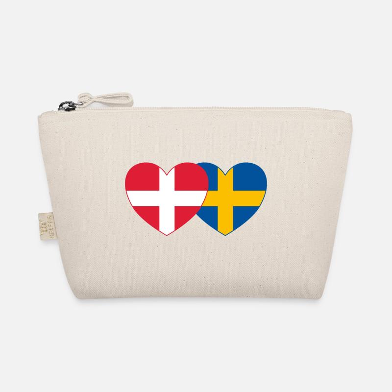 Denmark Sweden Flag Heart Organic Pouch