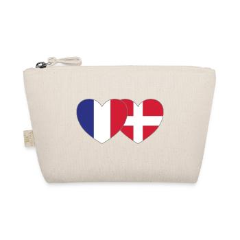France Denmark Flag Heart - Organic Pouch - nature - Front