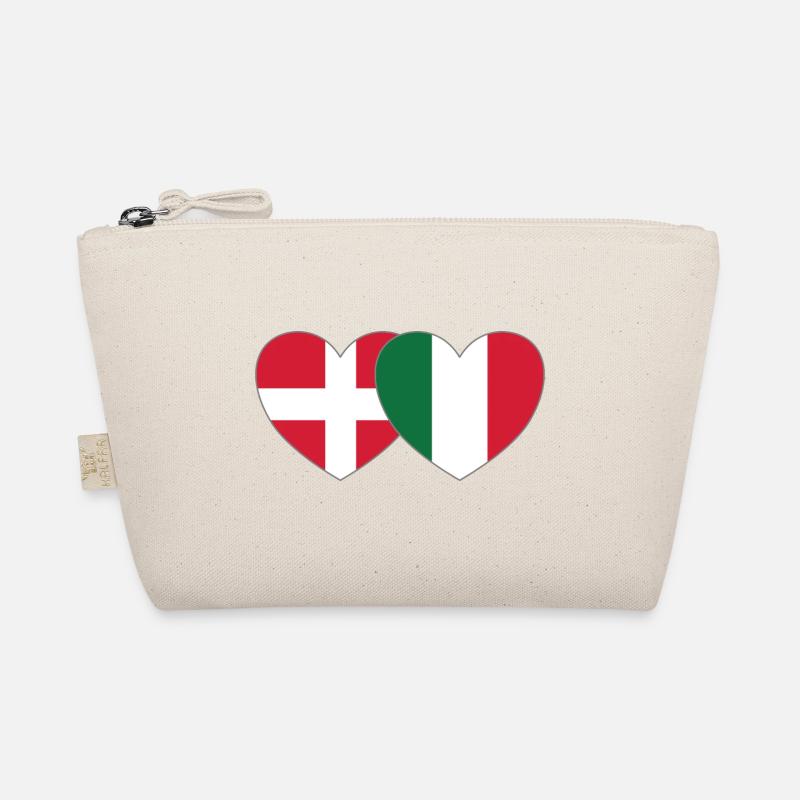 Denmark Italy Flag Heart Organic Pouch