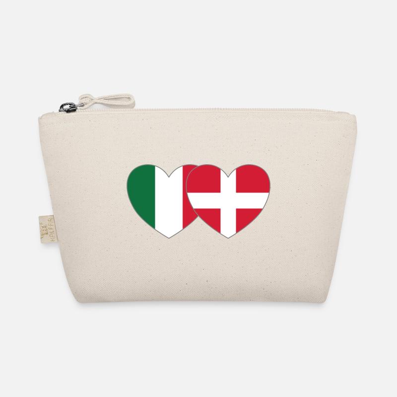 Italy Denmark Flag Heart Organic Pouch