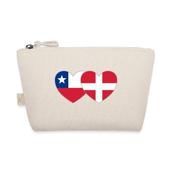 Chile Denmark Flag Heart - Organic Pouch - nature - Front