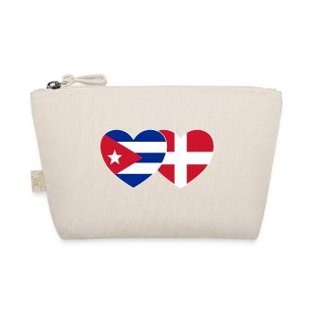 Cuba Denmark Flag Heart - Organic Pouch - nature - Front