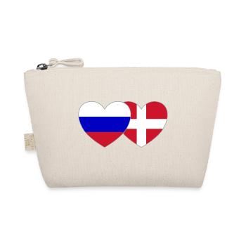 Russia Denmark Flag Heart - Organic Pouch - nature - Front