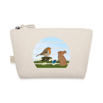 Robin Bird Rabbit Easter Spring - Organic Pouch - nature - Front
