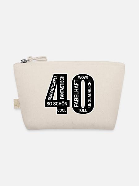 40. Geburtstag Wow Lustiges Motiv Nummer Ziffer 40 - Bio-Täschchen - Natur - Vorne