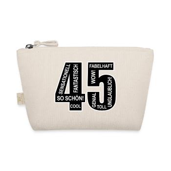 45. Geburtstag Wow Lustiges Motiv Nummer Ziffer 45 - Bio-Täschchen - Natur - Vorne
