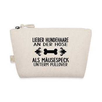 Hund "lieber Hundehaare als Mäusespeck" Hundeliebe - Bio-Täschchen - Natur - Vorne