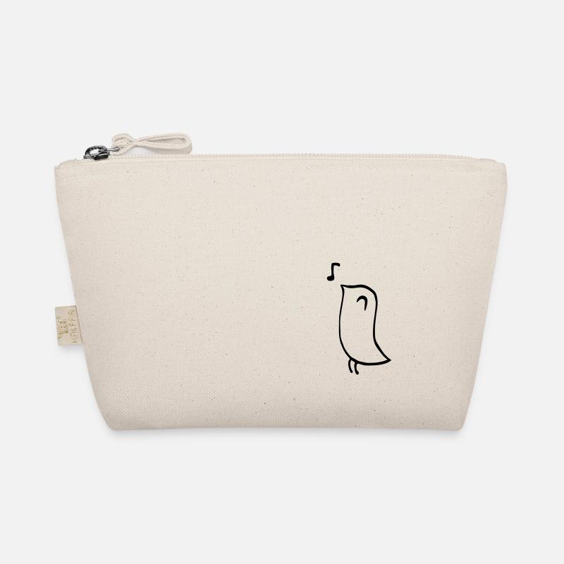 Singender Vogel – minimalistisches Strichzeichnung - Bio-Täschchen - Natur
