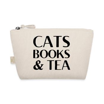 katzen buecher und tee Katzen Geschenk - Bio-Täschchen - Natur - Vorne