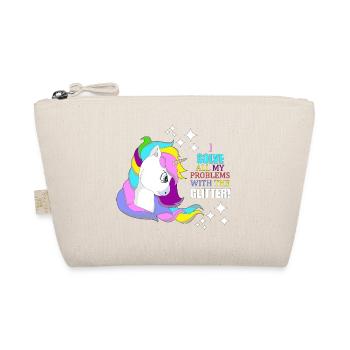 Unicorn glitter "I solve problems with glitter" - Organic Pouch - nature - Front