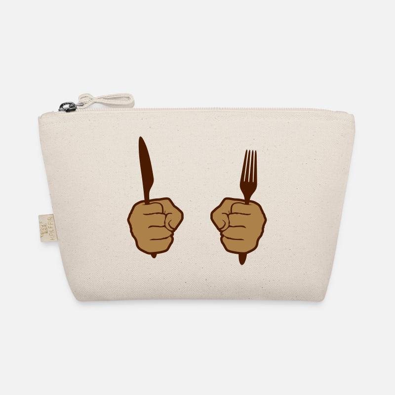 2 hands fork knife cutlery food go hunger m Organic Pouch