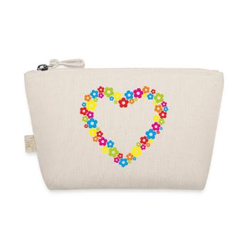 Herz Flower Power Blume 70er bunt Geschenk - Bio-Täschchen - Natur - Vorne
