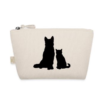 Dog & cat silhouette / cat & dog silhouette - Organic Pouch - nature - Front