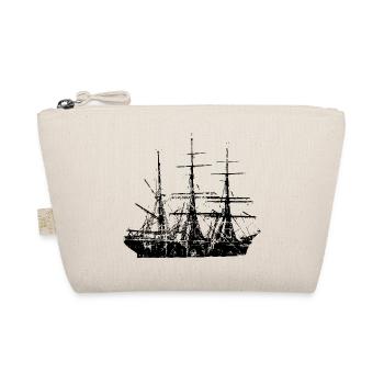 Segelschiff Segel Design (Vintage Schwarz) - Bio-Täschchen - Natur - Vorne
