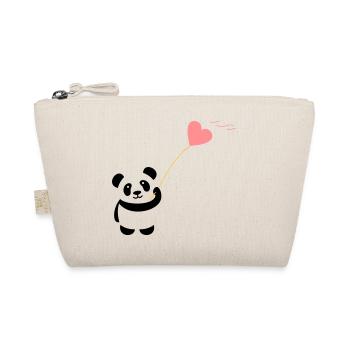 panda heart cute balloon bear big thick kusch - Organic Pouch - nature - Front