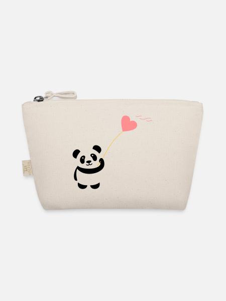 panda herz niedlich luftballon bär groß dick kusch - Bio-Täschchen - Natur - Vorne