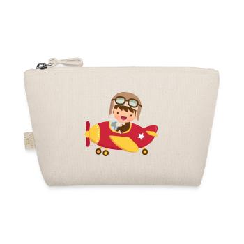 Cute Aviator Pilot Boy - Organic Pouch - nature - Front