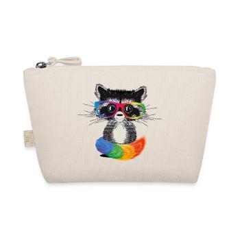 Waschbär mit Brille in Regenbogen Farben - Bio-Täschchen - Natur - Vorne