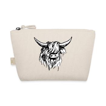 schottischer Highlander 03 schwarz und weiß - Bio-Täschchen - Natur - Vorne