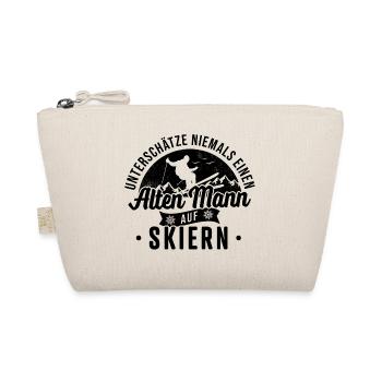 Alter Mann Skiern Ski Skifahren Apres Ski Outfit - Bio-Täschchen - Natur - Vorne