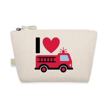 I love firefighters (fire truck with ladder) - Organic Pouch - nature - Front