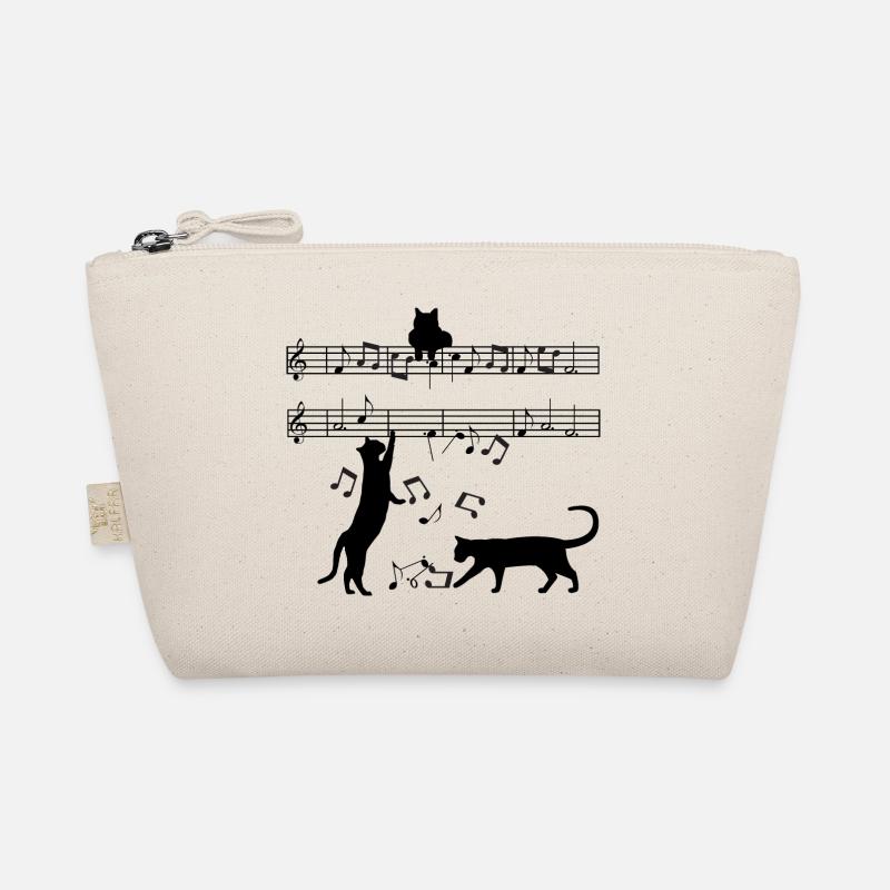 Cat plays with musical notes Organic Pouch