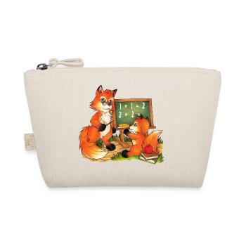 Fuchs Lehrer mit Schulkind Geschenk Einschulung - Bio-Täschchen - Natur - Vorne