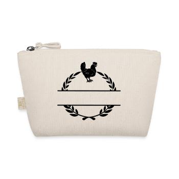 black chicken in laurel wreath monogram - Organic Pouch - nature - Front