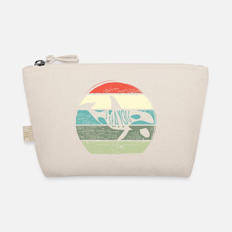 Retro Whale Sunset Circle Organic Pouch