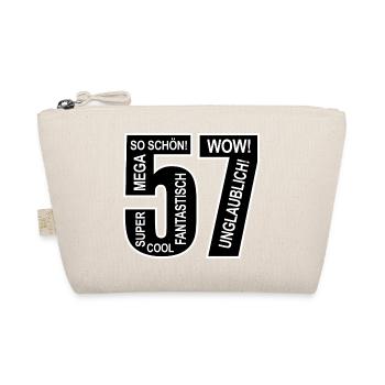 57. Geburtstag Wow Lustiges Motiv Nummer Ziffer 57 - Bio-Täschchen - Natur - Vorne
