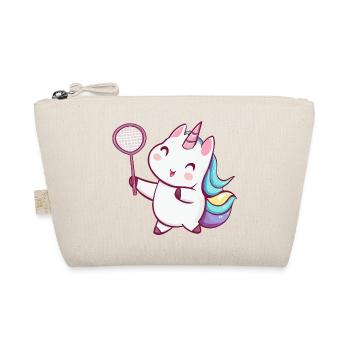 Süßes Kawaii Einhorn spielt Badminton-Tennis - Bio-Täschchen - Natur - Vorne