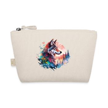 Wolf Wolfskopf Natur Wildnis Wald Bäume Kunst - Bio-Täschchen - Natur - Vorne