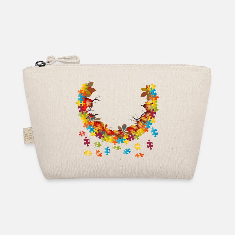 bunter Herbst Rahmen mit Herbst Laub Puzzleteile Bio-Täschchen