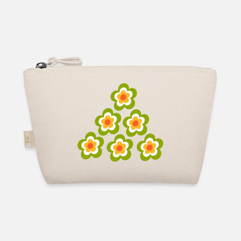 70er Jahre Blume Muster Retro Hippie Flowers Power - Bio-Täschchen - Natur
