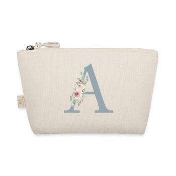 A| Monogram | Eucalyptus Pastel Flower Blue - Organic Pouch - nature - Front