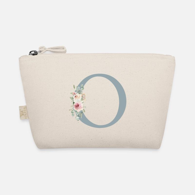 O| Monogramm | Eukalyptus-Pastell-Blumen-Blau Bio-Täschchen