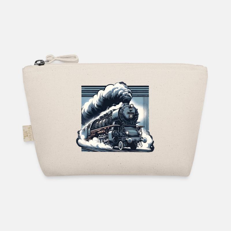 Die Kraft des Dampfes - Grafik einer Dampflok Bio-Täschchen