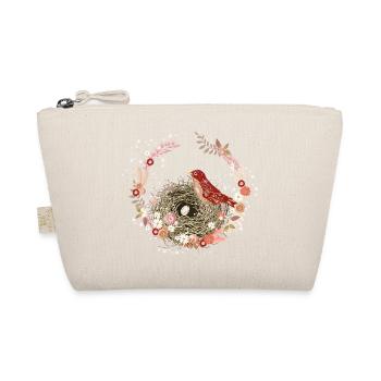 Dried Flower Wreath with Bird's Nest and Bird Motif - Organic Pouch - nature - Front