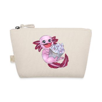 Niedliches Axolotl mit Cupcake freut sich Geschenk - Bio-Täschchen - Natur - Vorne