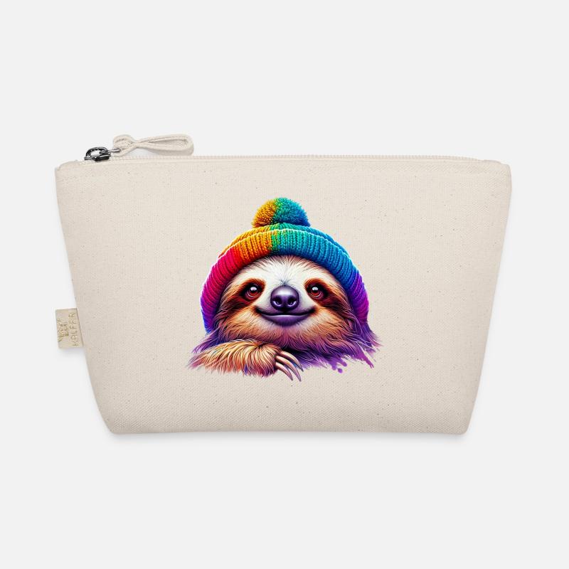 Sloth with wool cap hat Organic Pouch