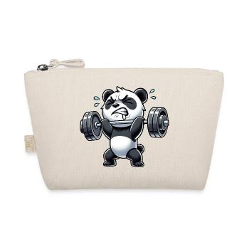 Angestrengter Panda Gewichtheber Workout Fitness - Bio-Täschchen - Natur - Vorne