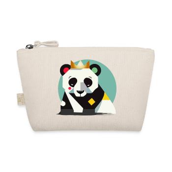 Geometric Panda with Crown – Stylish Animal Print - Organic Pouch - nature - Front