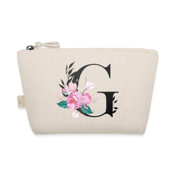 Eleganter Buchstabe 'G' mit Blumen - Bio-Täschchen - Natur - Vorne