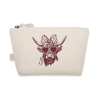 Highland Kuh in Love – Design mit Herzbrille - Bio-Täschchen - Natur - Vorne