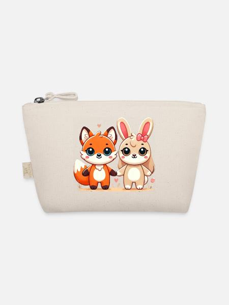 Fox And Rabbit Friends Holding Hands - Bio-Täschchen - Natur