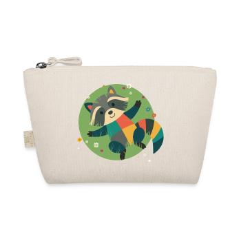 Lying raccoon in the grass - Playful children's motif - Organic Pouch - nature - Front