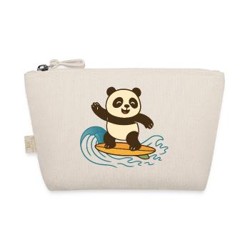 Happy Panda Surfing – Summer Illustration - Organic Pouch - nature - Front