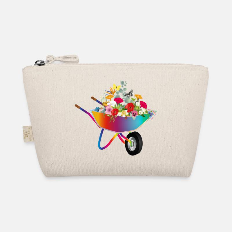 Brouette colorée avec des fleurs Trousse biologique